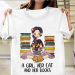A Girl Her Cat And Her Books Shirt Cat Lover T-Shirt Gift Ideas For Book Lovers