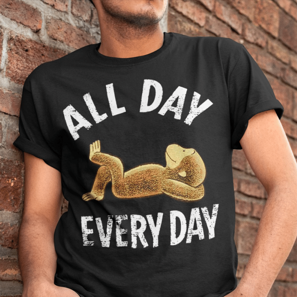 Mens CURIOUS GEORGE "ALL DAY EVERY DAY" Tee T-Shirt LARGE L NEW -NWOT
