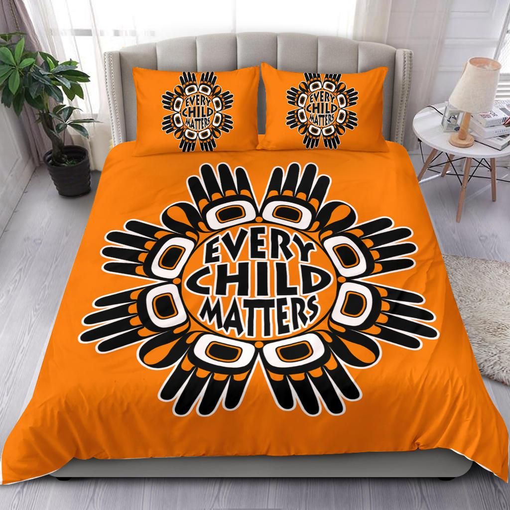 Every Child Matters Orange Shirt Day Bedding Set Indian Children Support Restroom Decor