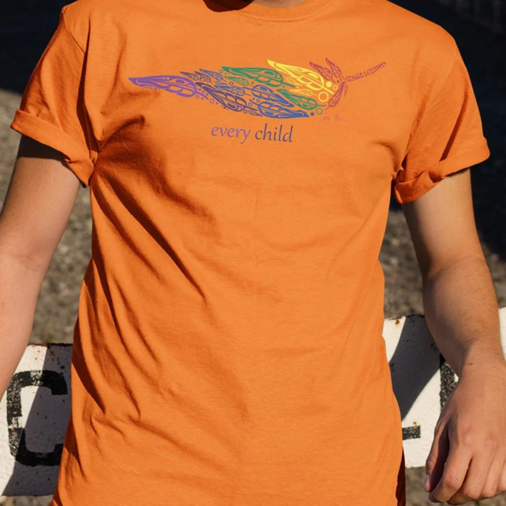 Feathers Orange Shirt Day For Sale Every Child Matters Graphic Tee For Canadian Adult