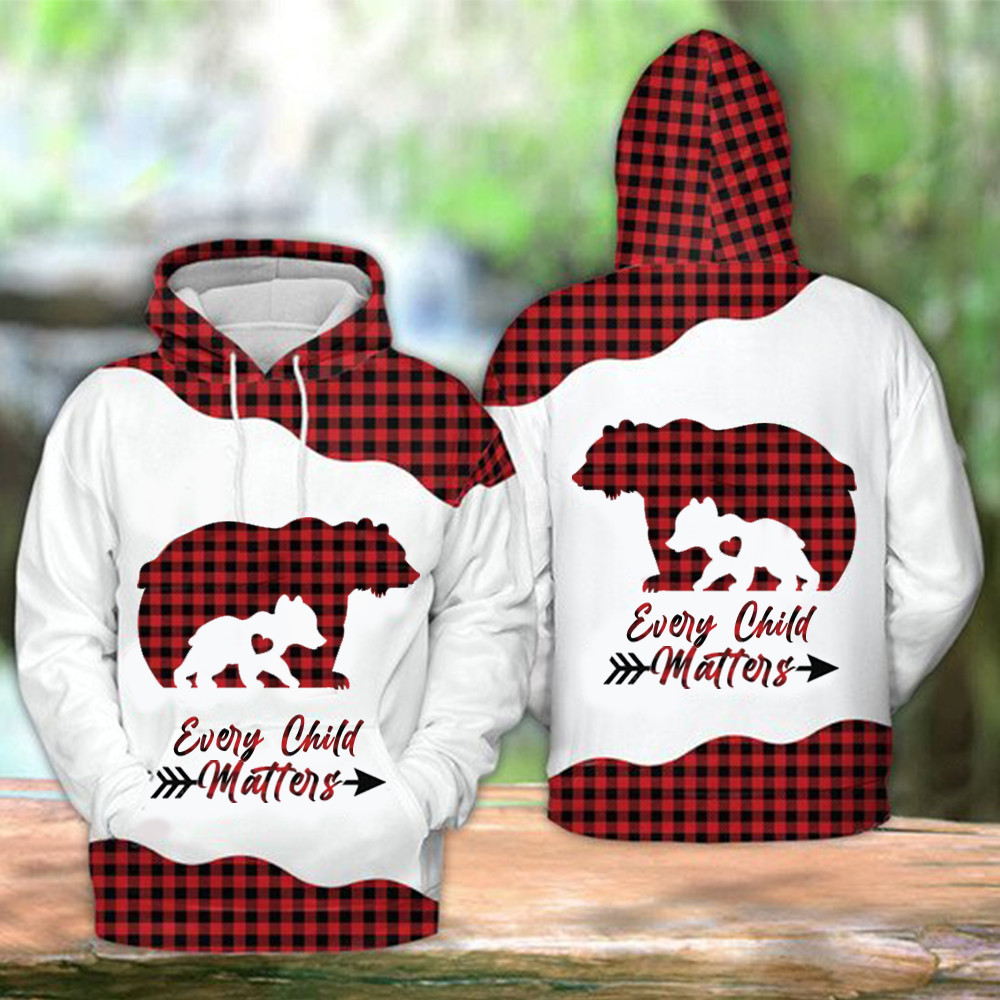 Bear Every Child Matters Hoodie Buffalo Plaid Orange Shirt Day 2022 Movement Merchandise