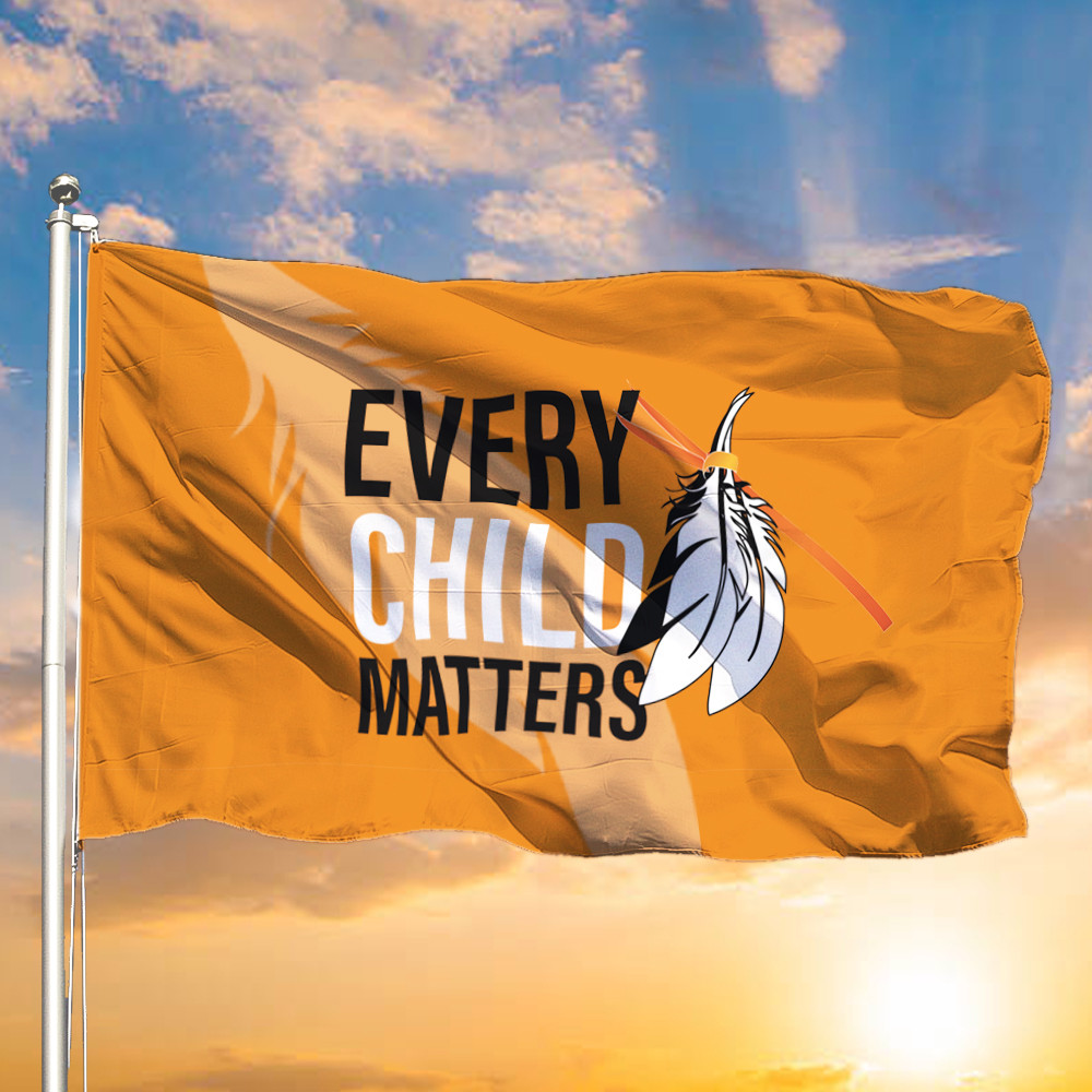 Feather Every Child Matters Flag Movement Orange Day Indigenous Merchandise