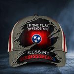 If The Flag Offends You Kiss My Tennesseeass Cap USA Flag Hat Tennessee Tennessee Mens Gift