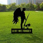 Lest We Forget Metal Sign Patriotic Remembrance Soldiers Veteran Memorial Outdoor Decorative