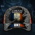 If The Flag Offends You My New York Hat Vintage USA Flag Cap Patriotic NYC Men Gift For Dad