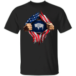 Wyoming Heartbeat Inside American Flag T-Shirt 4 Of July Shirts