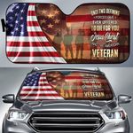 Owe To God And Veteran Auto Sun Shade American Flag Car Sun Shade Gifts For Patriots Fans