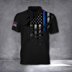 Thin Blue Line Polo Shirt USA Flag Tee Support Law Enforcement Blue Line Clothing