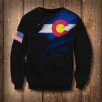 Colorado Flag And US Flag Logo Sweatshirt Pride Colorado State Flag Sweater Xmas Gift For Bro