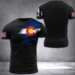 Colorado Flag And US Flag Logo Shirt Pride Colorado State Flag Basic Tee For Men