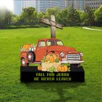 Fall For Jesus He Never Leaves Yard Sign Christian Faith Outdoor Outside Halloween Decorations
