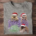 Sloth Lavender Christmas T-Shirt Cute Christmas Shirt Xmas Gift For Best Friends