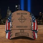 Cross One Nation Under God 1776 'Murica Hat USA Flag Cap Christian Patriotic Gift For Men