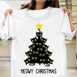 Cat Christmas Tree Shirt Cute Black Kitten Merry Christmas T-Shirt Cute Gifts For Cat Lovers