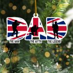 Dad The Man The Myth Legend UK Veteran Ornament Proud British Army Ornament Xmas Gifts For Dad