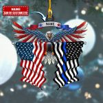 Eagle Thin Blue Line And American Flag Ornament Xmas Holiday Christmas Gifts For Cops