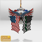 Custom Eagle Thin Green Line Vs American Flag Ornament Patriotic Military Christmas Ornament