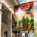 US Military One Nation Under God American Flag Veteran Day Flag Outdoor Christian Decor