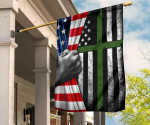 Thin Line Green Cross Military Flag Inside American Flag Patriotic Outdoor Decor