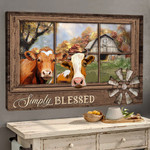 Cow Simply Blesses Poster Farmhouse Wall Decoration Gifts For Cow Lovers