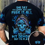 Thin Blue Line Skull One Day I'm Gonna Just Say Fuck It All Shirt Police Graduation Gifts