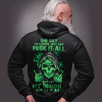 Thin Green Line Skull One Day I'm Gonna Just Say Fuck It All Hoodie Military Dad Gifts