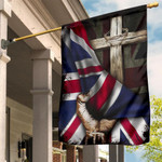 Cross Behind Britain Flag Christian Cross Patriotic Decorations Outdoor