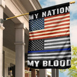 American And Thin Blue Line My Nation My Blood Flag Patriotic House Flags ​Police Office Decor
