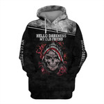 Thin Red Line Skull Hello Darkness My Old Friend Hoodie Honor Firefighter Patriotic Clothes