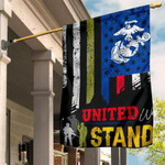 Marine We United Stand American Flag Honoring Firefighters Police Military Patriotic Yard Decor