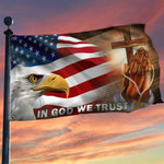 American Eagle In God We Trust Jesus Cross Flag Patriotic Outdoor Decor