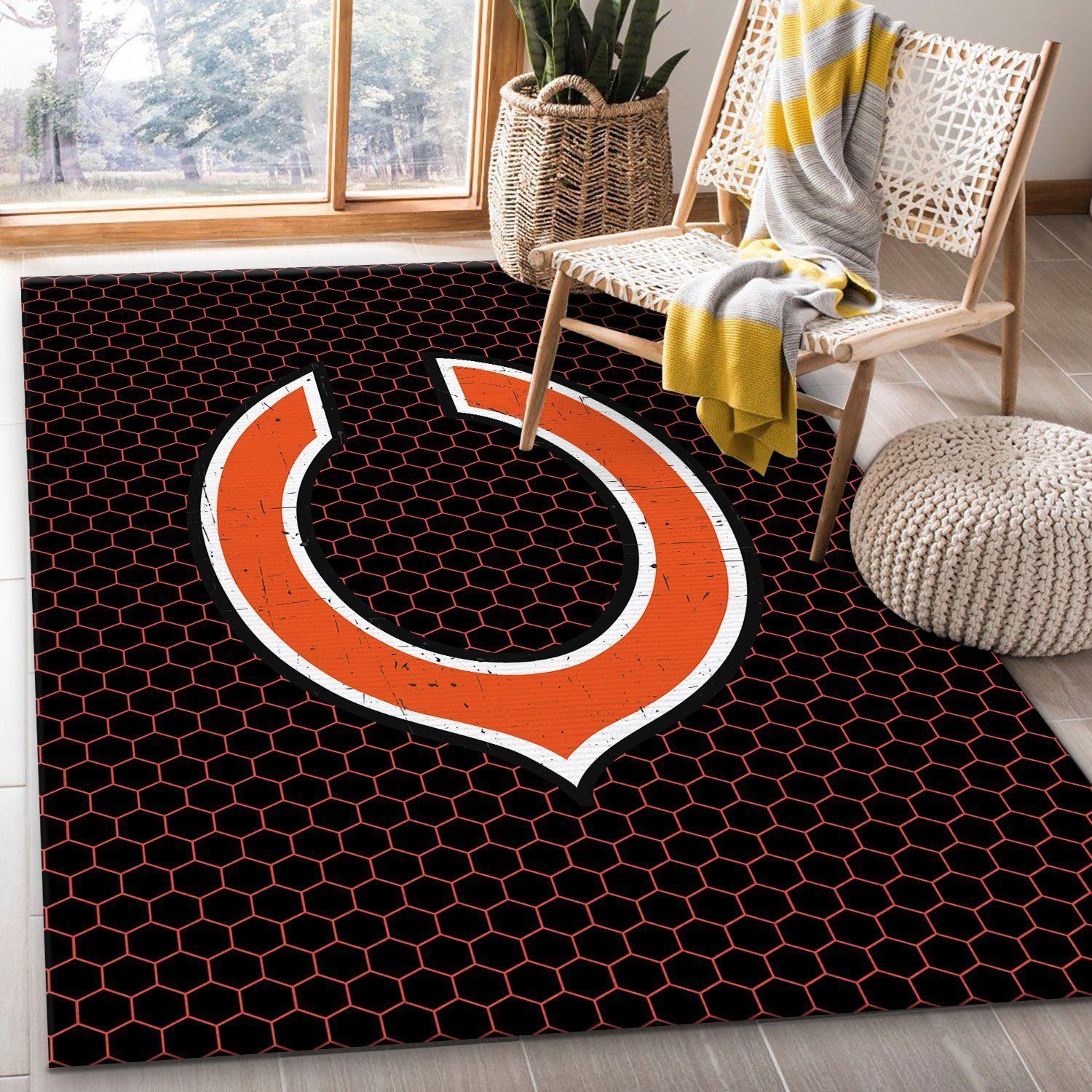 Chicago bears nfl rug room carpet sport custom area floor home decor - large ( 5 x 8 ft )