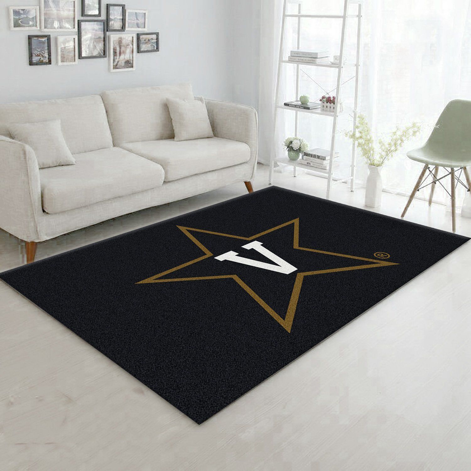 College spirit vanderbilt sport area rug carpet team logo christmas gift us decor - indoor outdoor rugs - medium (4ft x 6ft)