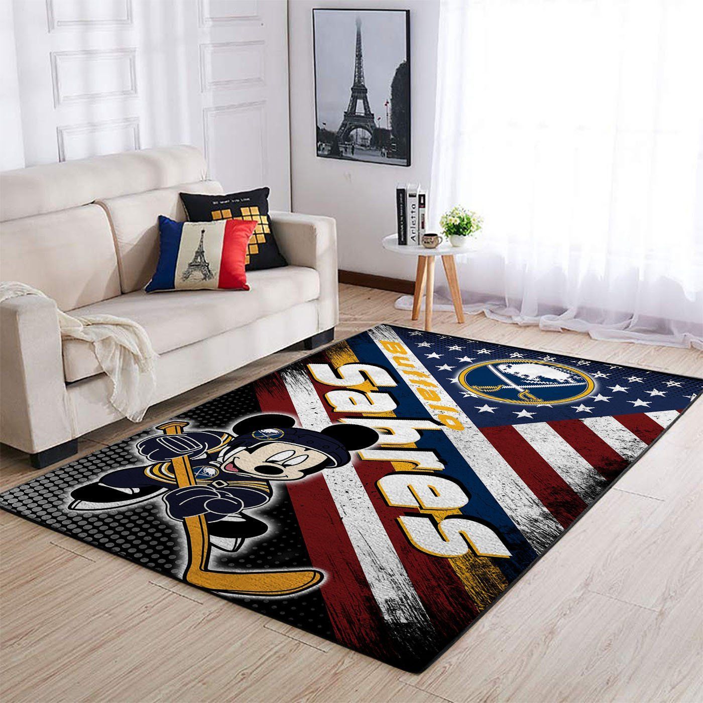 Buffalo sabres nhl team logo mickey us style nice gift home decor rectangle area rug - small (3ft x 5ft)
