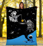 Astronauts play in the galaxy - Fleece Blanket, Gift for you, gift for her, gift for him- Test random title 002