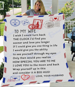 Husband To my wife, the clock i find you - Fleece Blanket, , gift for her, gift for wife memorial day- Test random title 002