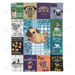Various pug - Fleece Blanket, Gift for you, gift for her, gift for him, gift for dog lover, gift for Pug lover- Test random title 002
