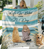 Life is better with a dog - Fleece Blanket,Gift for you, gift for her, gift for dog lover, gift for  golden lover- Test random title 005