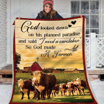 Cow So God Made A Farmer - Fleece Blanket,  Gift for you, gift for her, gift for him, gift for farmer- Test random title 003