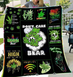 Don't Care Bear 420 Funny Bear Smoking - Fleece Blanket, Weed Cannabis- Test random title 004