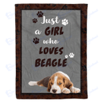 Girl loves the beagle - Fleece Blanket, Gift for you, gift for her, gift for him, gift for dog lover, gift for Beagle lover- Test random title 002