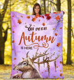 Oh deer autumn is here - Fleece Blanket, gift for deer lovers, camping gift, Gift for you, gift for her, gift for him- Test random title 001