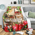 Cat and kittens holly night -  Fleece Blanket, gift for cat lovers, christmas gift- Test random title 006