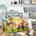 Cat hello beautiful -  Fleece Blanket, gift for pie lover, Thanksgivng gift, autumn gift- Test random title 006