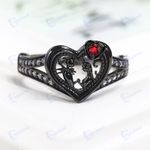Gun Black Heart Rings For Women Love Red Ring Crystal Ring Wedding Valentine's Day Gift