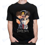 Classic Japan Anime Yagami Misa And Lawliet T Shirt Men Short Sleeved Manga Death Note T-shirt 100% Cotton Regular Fit Tee Tops