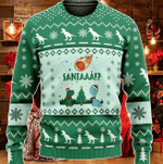 Santaaa! Funny Dinosaur Christmas 2021 KNITTED Sweater & Hoodie For Women, Men & Kids