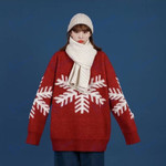 Christmas Digital Print Sweater Women Oversized Mid-length Lazy Style Women