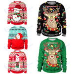 Ugly Christmas Sweater For gift Santa Elf Funny Pullover Womens Mens