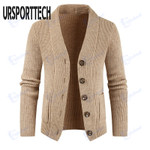 Cardigan Sweater Men Knitted Long Sleeve Jacket Streetwear Jacquard Sweater Coat